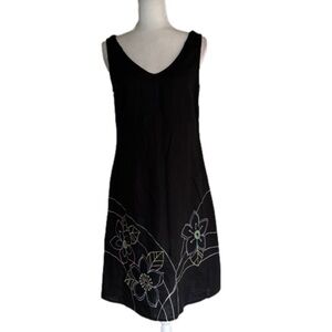 Alexandra Bartlett Embroidered Sleeveless Linen Dress